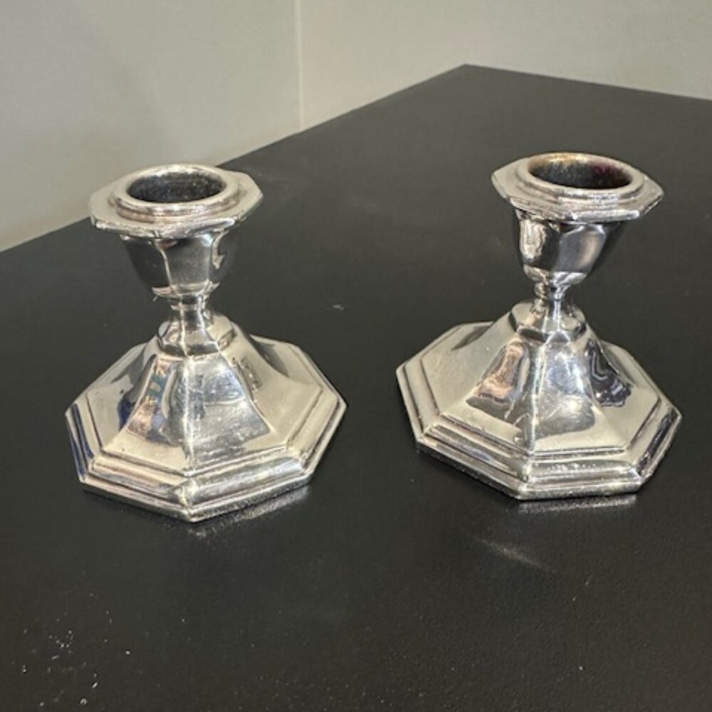 Vintage Pair of Silver Plated Candleholders marked with BP 2424 ½.
